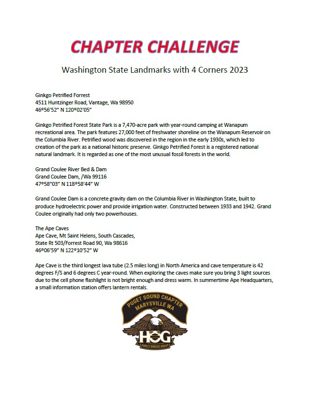 2023 Chapter Challenge Puget Sound Chapter 4767 Marysville